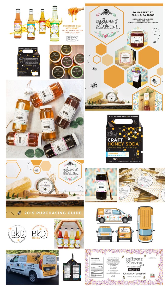 Beekeeper's Daughter branding of multiple items in a collage