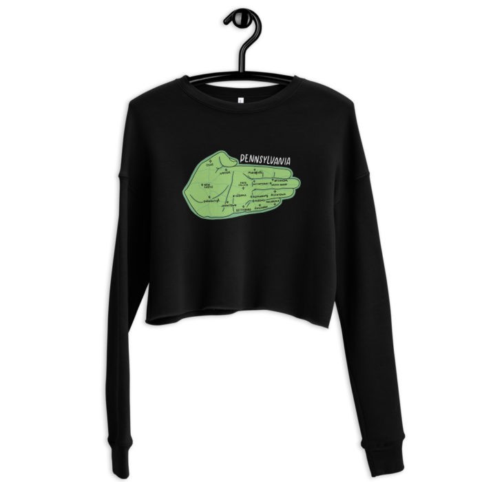 Crop Sweatshirt that has the Pennsylvania Map on the front