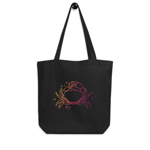 A Pisces - Zodiac Eco Tote Bag with a crab design on the front