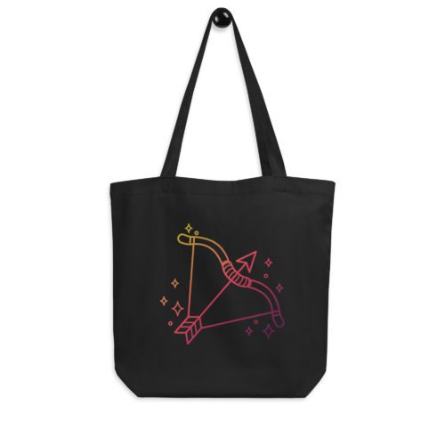 A Sagittarius - Zodiac Eco Tote Bag with an archer design on the front