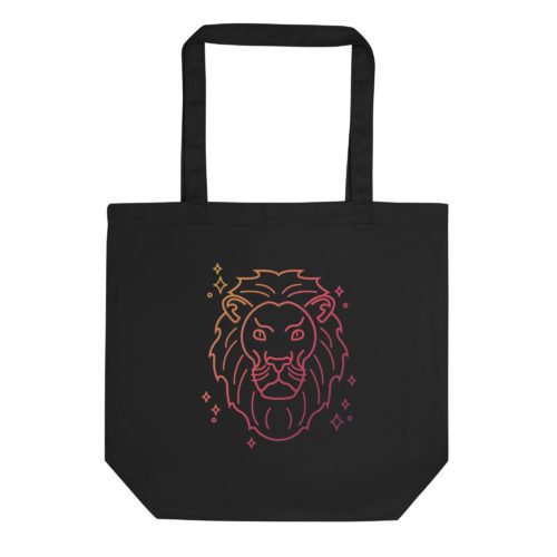 A Leo - Zodiac Eco Tote Bag with a lion design on the front