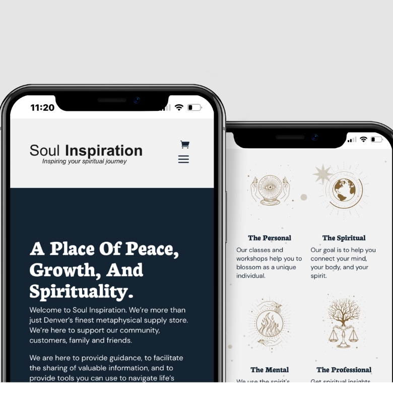 The Soul Inspiration website mocked up on phone screens to show off their custom icons.